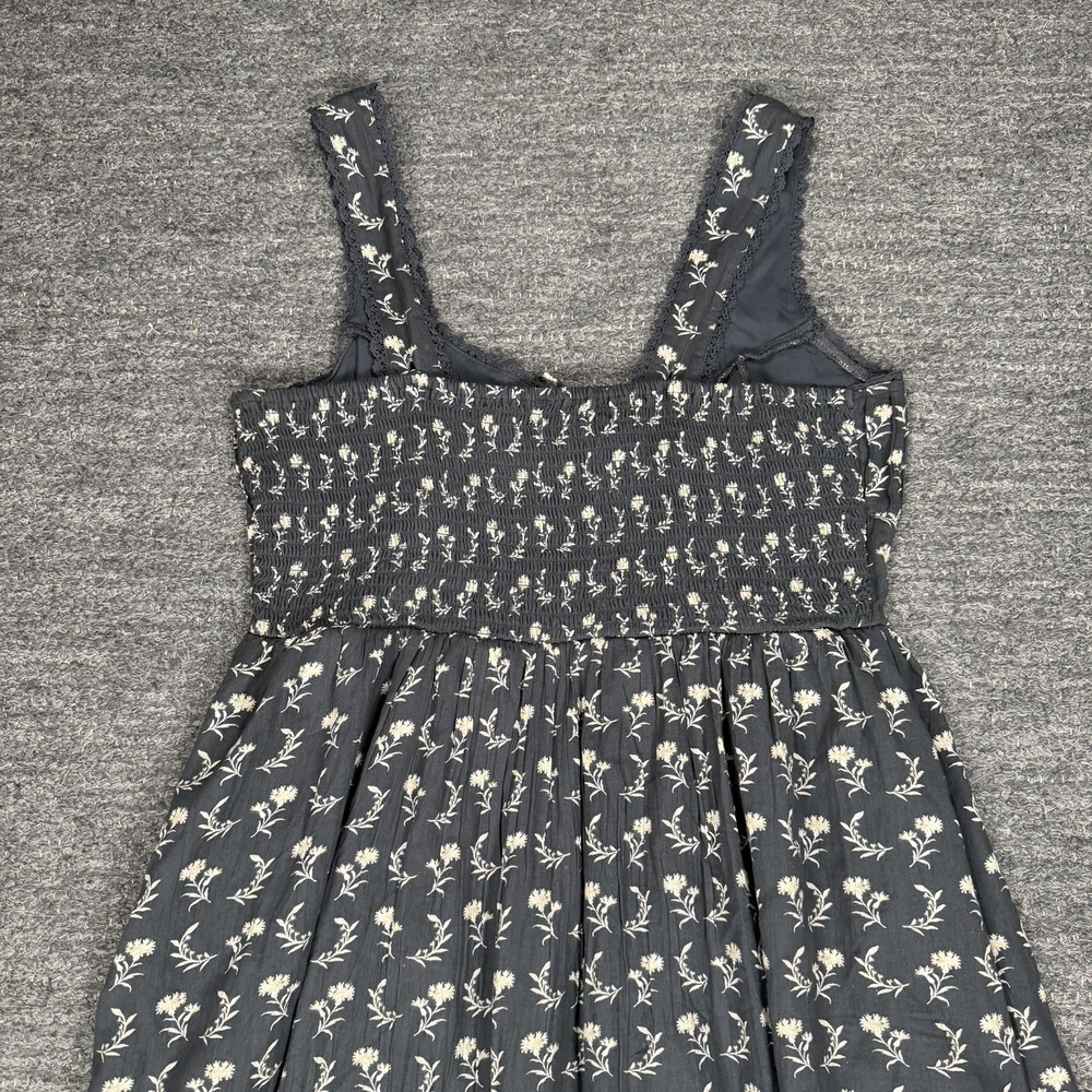 American Eagle Corset Tiered Midi Dress Women Large Gray Floral Milkmaid Cottage - Picture 10 of 13